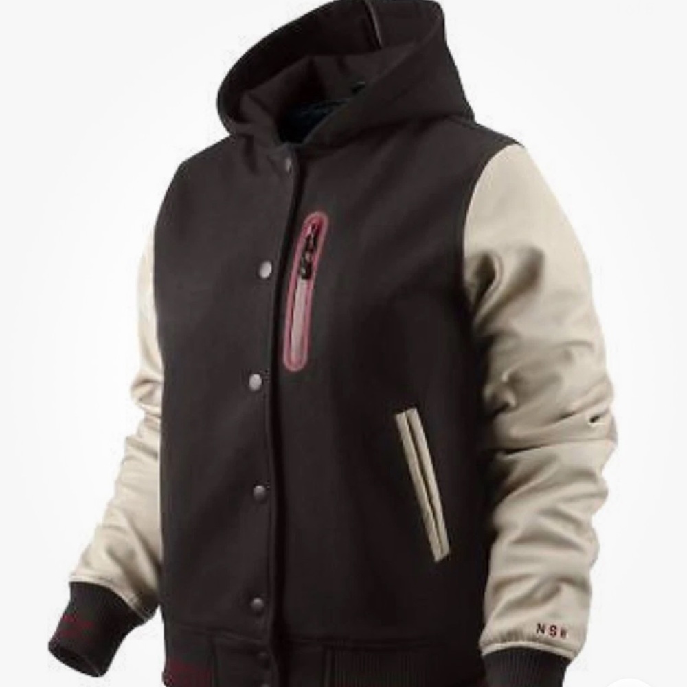 Nike Women's Black and Cream Bomber Jacket